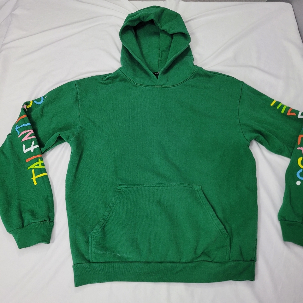 Talentless Hoodie Scott Disick Green Graphic Sleeve Spellout Sweatshirt LARGE